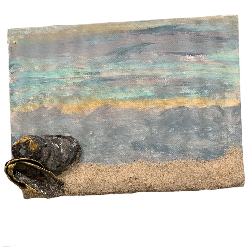 Wall Art, Painted Canvas - Beach Waves with Blue Skies